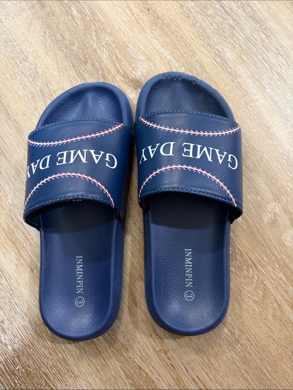 GAME DAY Navy Kids Slide Sandals - baseball slides